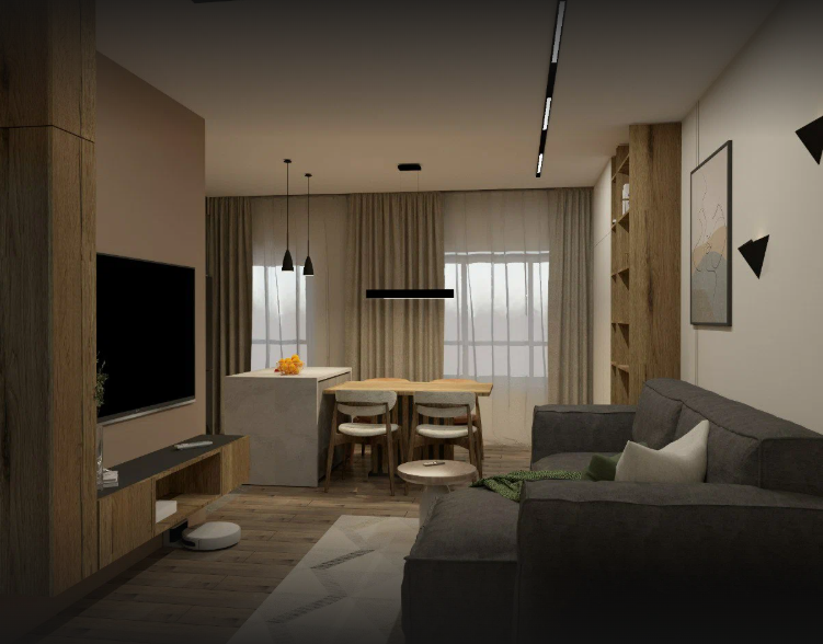 Дизайн проект кухни-гостиной