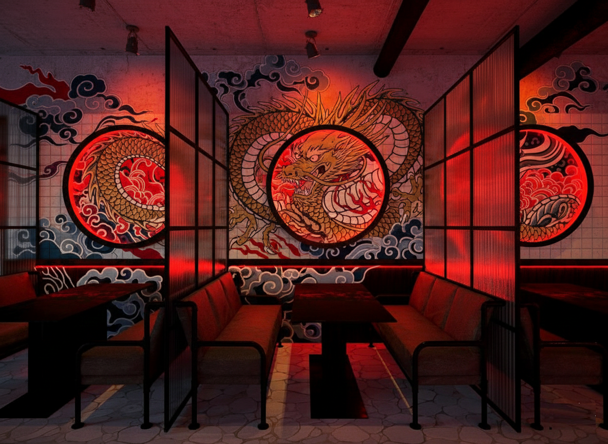 Роспись стены в японском стиле