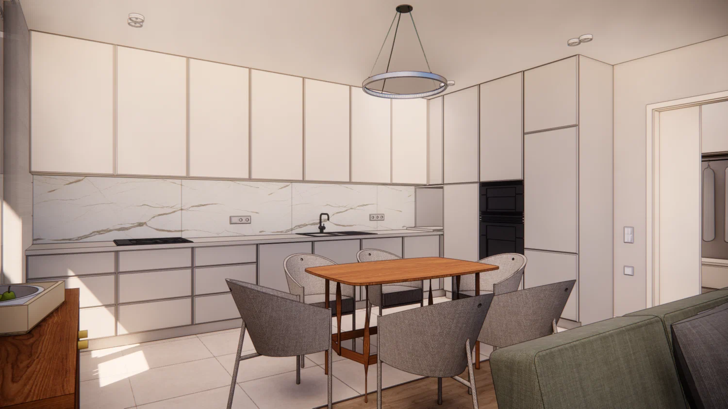 Разработка дизайн-проекта трехкомнатной