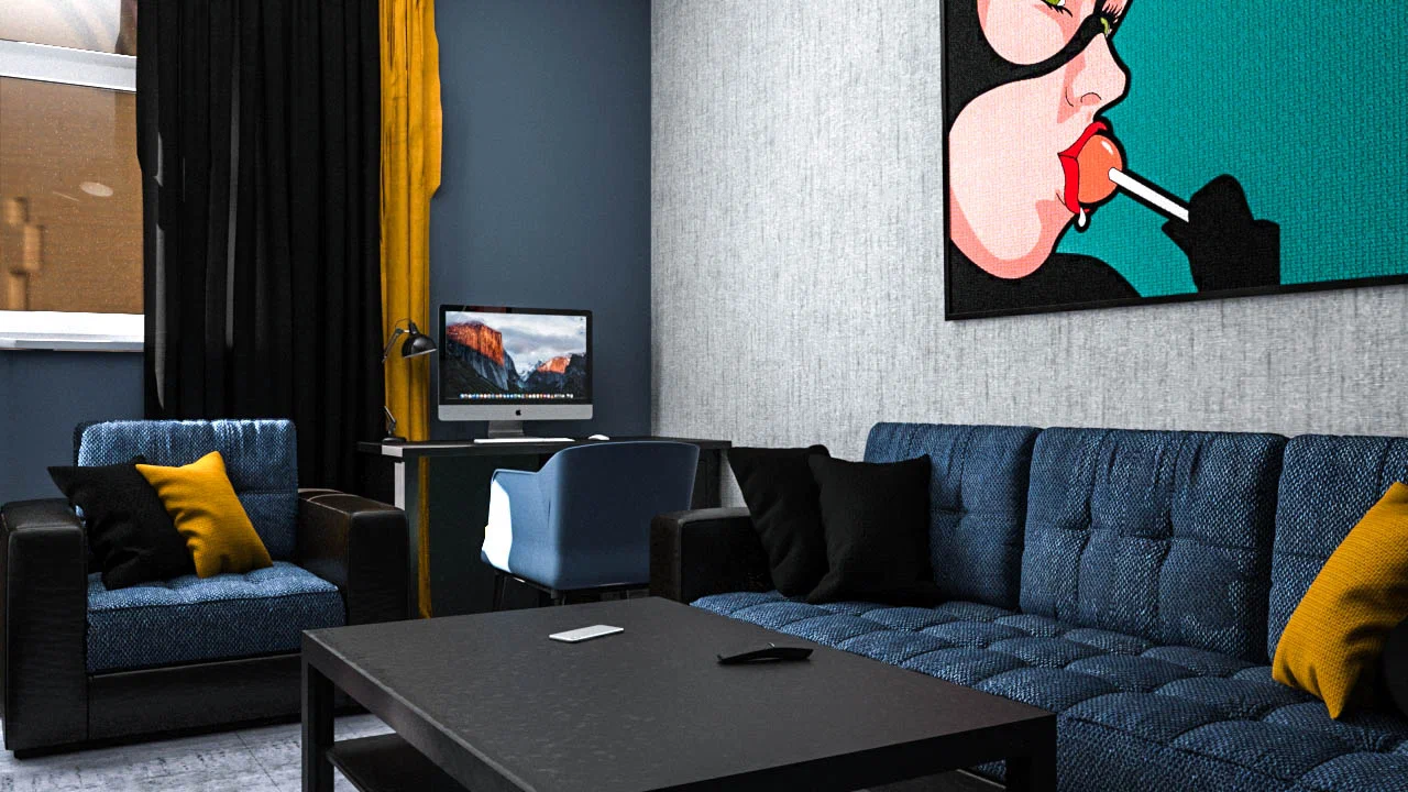 Дизайн интерьера 1-к квартиры.