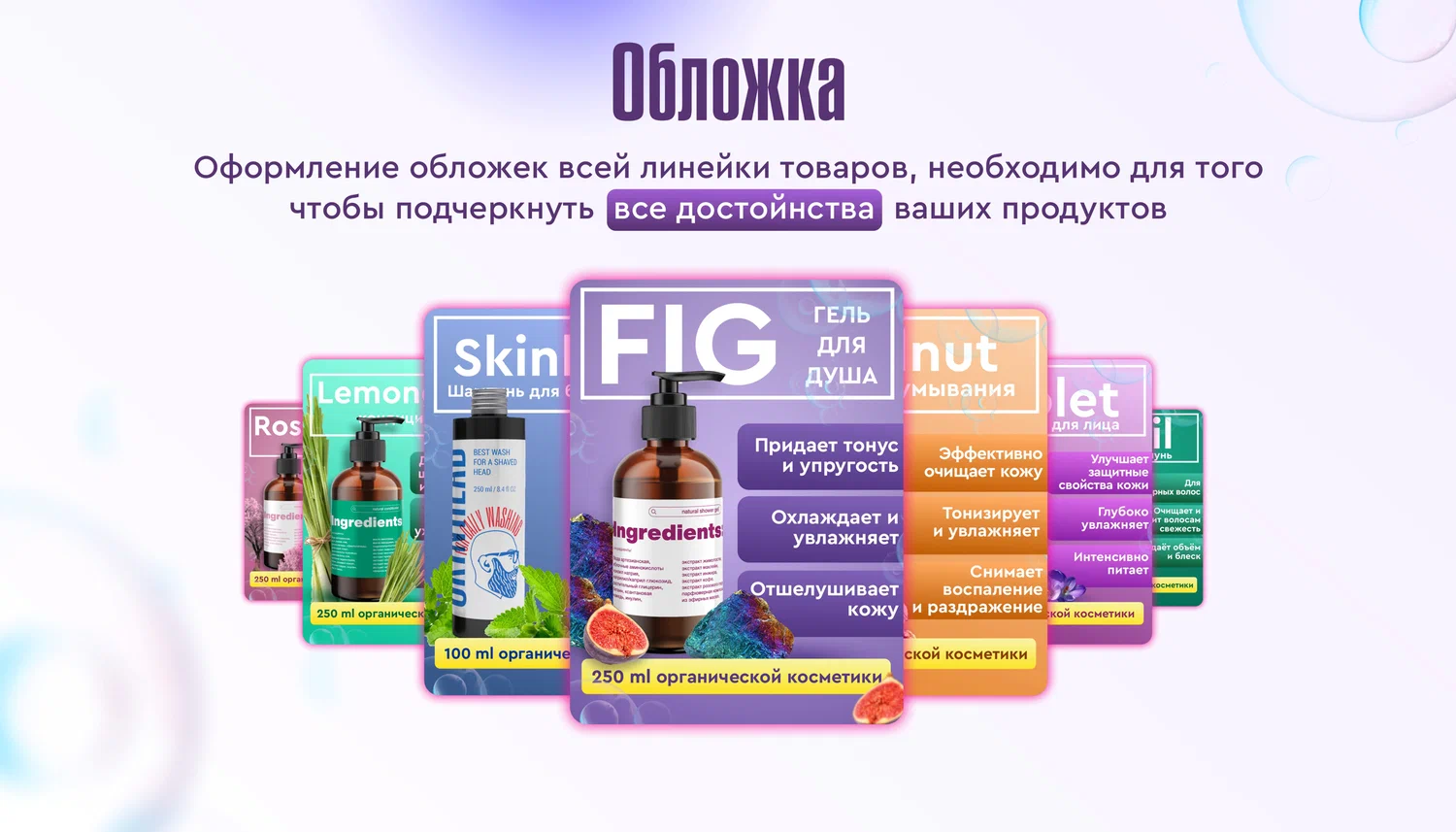 Дизайн карточки гелей для душа